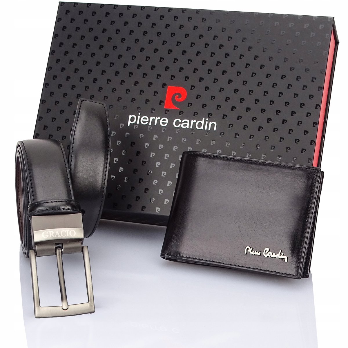 Pasek Pierre Cardin Portfel Prezent Stylowy Męski Zestaw Skóra Dwustronny