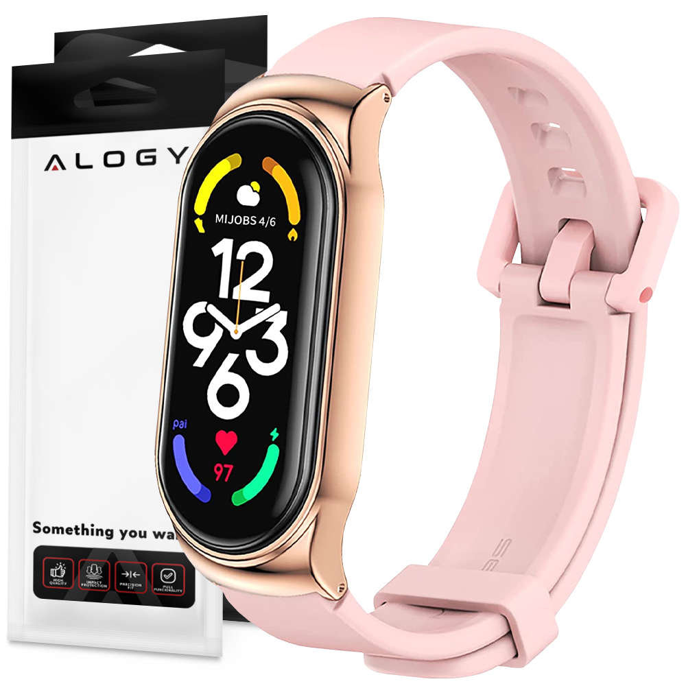 Zdjęcia - Statyw Alogy Pasek silikonowy  z zapięciem opaska do Xiaomi Mi Band 7 Pink 