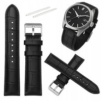 Pasek skórzany czarny krokodyl 20mm