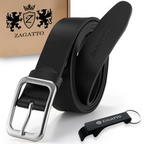 Pasek skórzany damski skóra naturalna CZARNY wygodny SREBRNA klamra ZAGATTO