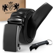 Pasek skórzany męski CZARNY automatyczny SZEROKI skóra naturalna ZAGATTO