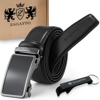 Pasek skórzany męski CZARNY automatyczny SZEROKI skóra naturalna ZAGATTO