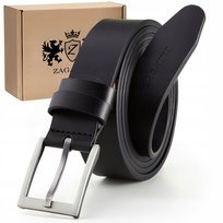 Pasek skórzany męski CZARNY do spodni SZEROKI skóra naturalna ZAGATTO