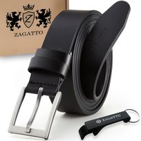Pasek skórzany męski CZARNY do spodni SZEROKI skóra naturalna ZAGATTO