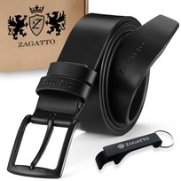 Pasek skórzany męski czarny z czarna klamra do spodni 125 cm skóra ZAGATTO