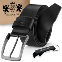 Pasek skórzany męski czarny z klamra do spodni szeroki 130 cm skóra ZAGATTO