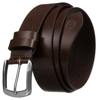 Pasek skórzany szeroki męski brązowy ze skóry naturalnej PETERSON klasyczny tradycyjna srebrna klamra pasek do spodni wizytowych pasek do jeansów