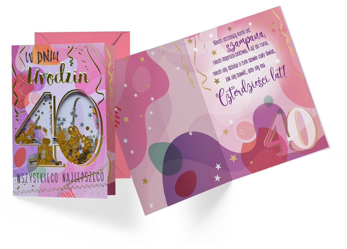 Фото - Конверти й листівки Passion Cards, Kukartka, Kartka konfetti na 40 urodziny KNF-036