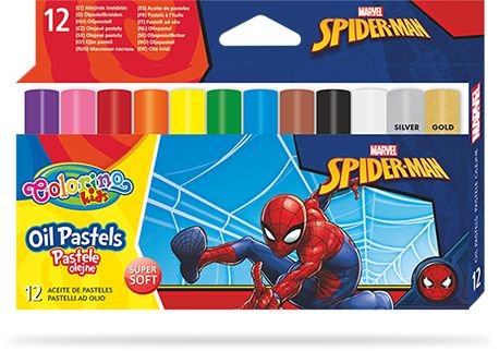 Фото - Малювання Colorino Pastele olejne, trójkątne,  Kids, Spiderman, 12 kolorów 