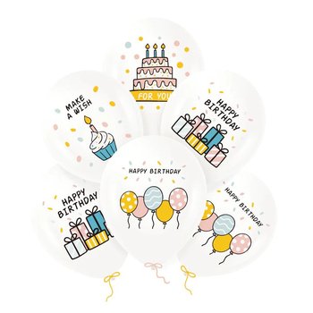 Pastelowe Balony Happy Birthday 30 Cm Mix 6 Sztuk