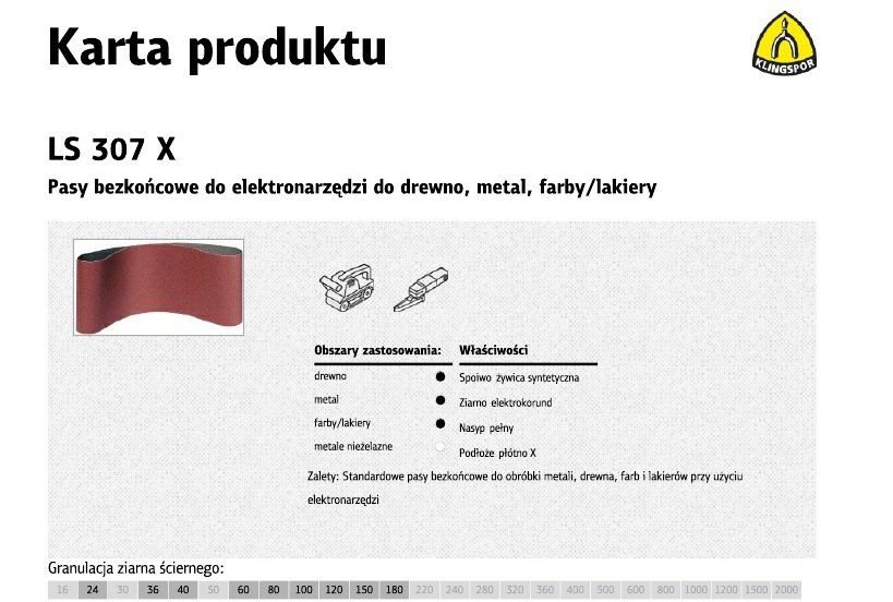 Pasy bezkońcowe do elektronarzędzi KLINGSPOR, 307x100x610 mm, gr.100, 10 szt
