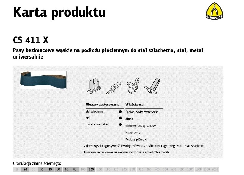 Pasy bezkońcowe do elektronarzędzi KLINGSPOR, 411x75x533 mm, gr. 60, 10 szt