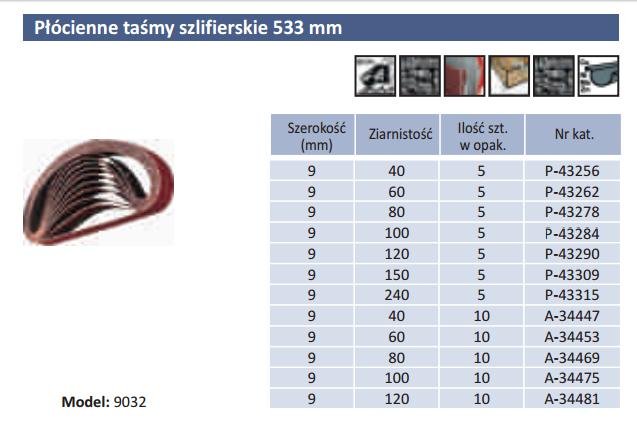 Pasy bezkońcowe MAKITA, 9 x 533 mm, 5 szt P-43284