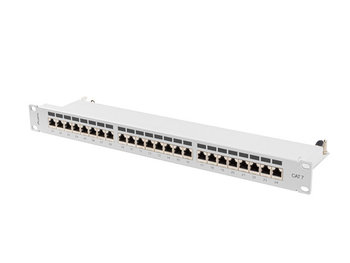 Patch panel 24x port 1U LANBERG do szafy RACK 19" KAT.7 ekranowany szary - LANBERG
