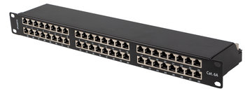 Patch panel 48 port 1U 19" KAT.6A FTP ekranowany czarny Lanberg - LANBERG