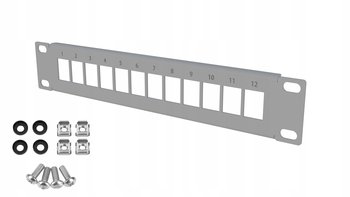 Patch Panel RACK 10” 1U 12 Slotów Szary Stalflex do Szaf Sieciowych RACK - Stalflex