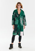 Patchworkowy płaszcz o klasycznym kroju Havana Green - Naoko
