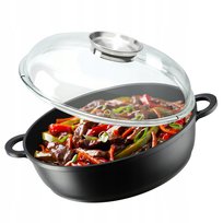 Patelnia 28cm Głęboka Garnek Indukcja Gaz Pokrywka