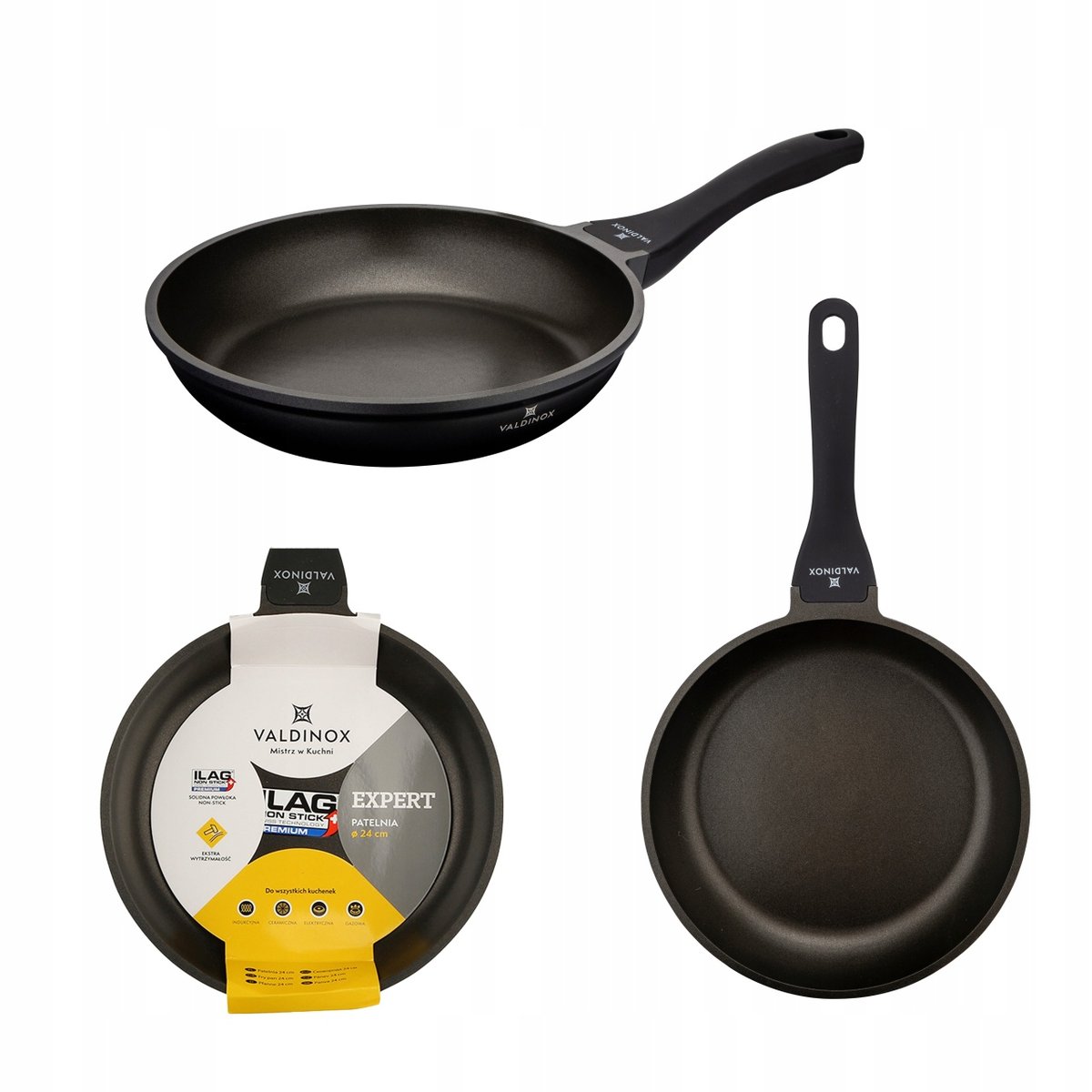 Patelnia do smażenia z powłoką nieprzywierająca ILAG Premium Valdinox Expert 24 cm