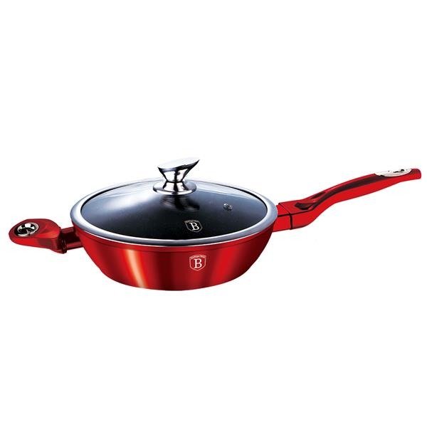 Patelnia głęboka Berlinger Haus Metallic Line, czerwony, z pokrywką, 32 cm, BH/1261