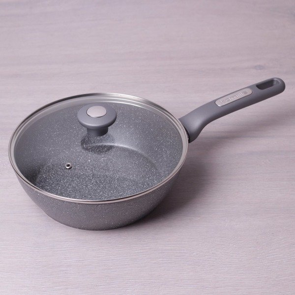 Patelnia głęboka z pokrywką KAMILLE, szara, 24 cm