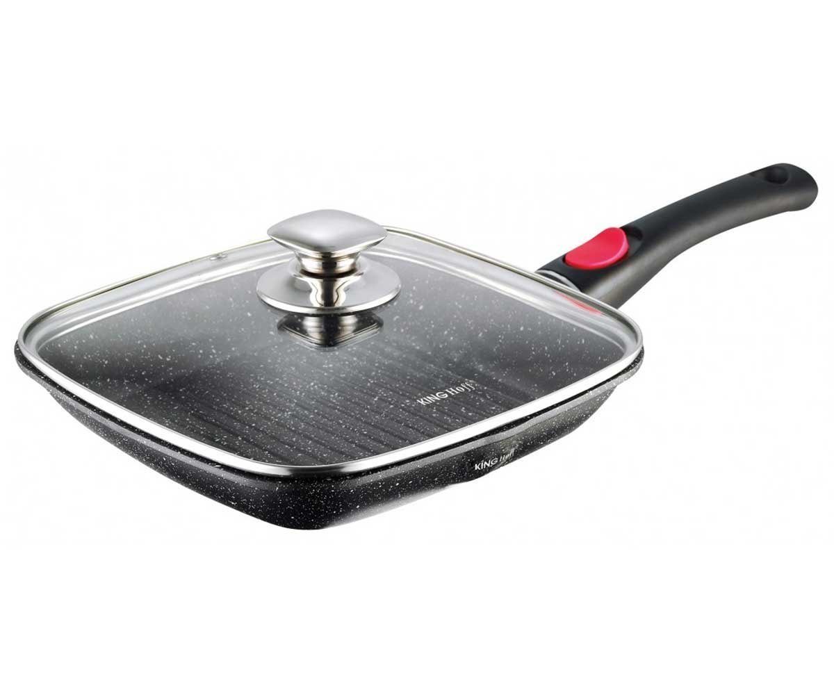 Patelnia grillowa granitowa KINGHOFF KH-1510, odpinany uchwyt, 24 cm