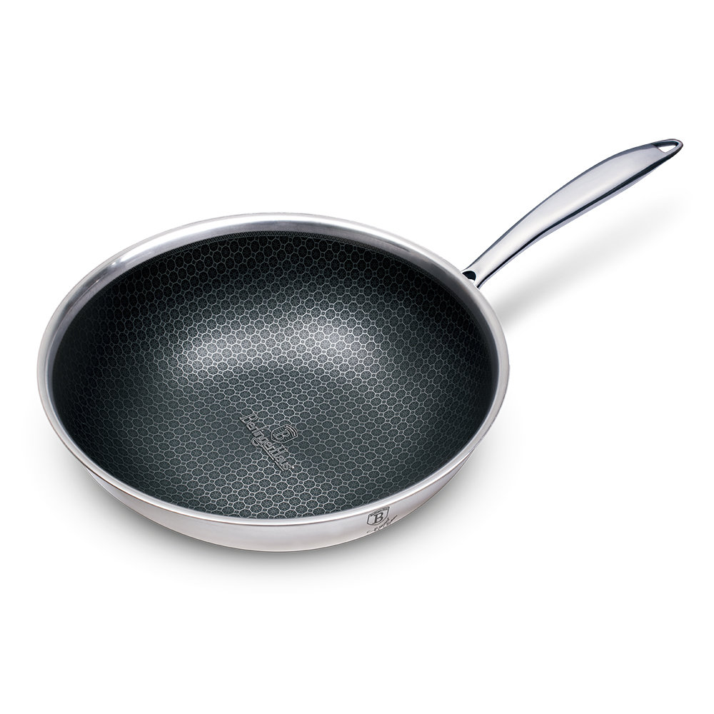 Patelnia wok Berlinger Haus Eternal Collection, srebrny, czarny, 28 cm