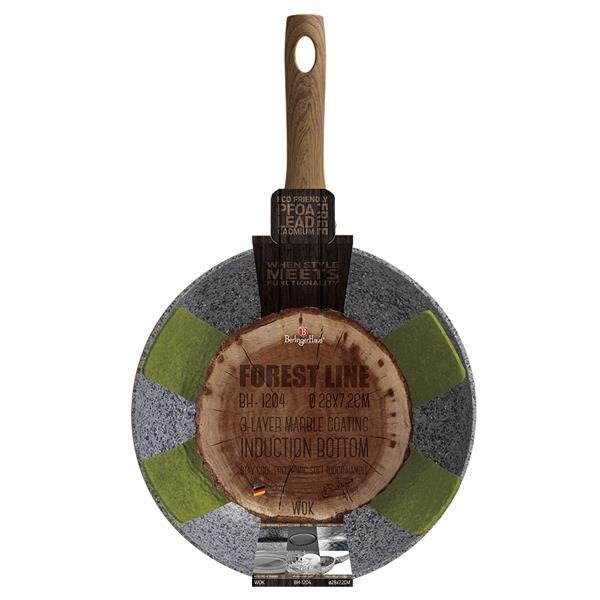 Patelnia wok Berlinger Haus Forest Line, szary, drewniany, 28 cm, BH/1204
