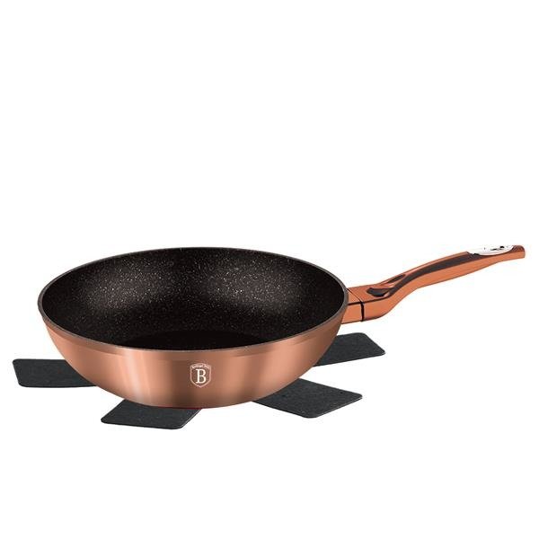 Patelnia wok BerlingerHaus Metallic Line Rose Gold, różowe złoto, 28 cm, BH/1512