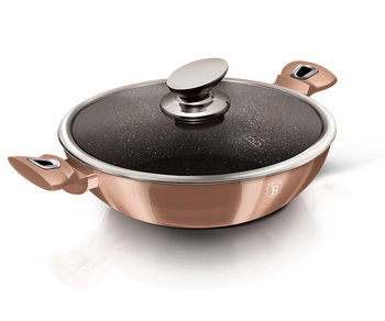 Patelnia wok Berlinger Haus Rosegold Edition, różowe złoto, 30 cm, 2 elementy, BH/7100 - Berlinger Haus