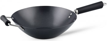 patelnia wok Excellence 31 cm stal nierdzewna czarna - TWM