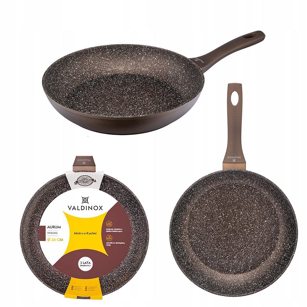 Patelnia z powłoką nieprzywierająca na indukcję i gaz Valdinox Aurum 24 cm