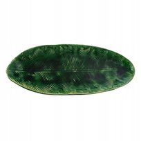 Patera Ceramiczna Liść Zielony Dekoracyjna Rękodzieło 33 cm