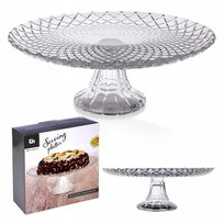 Patera na ciasto owoce tort deser szklana jeden poziom stojak na nóżce 26cm