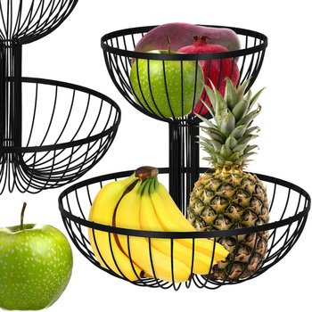 Patera na owoce, koszyk metalowy 30,5x33 cm podwójny kosz na owoce czarny - Springos