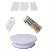 Patera obrotowa szpatułki łopatki dekoracje tort ciasto urodziny zestaw