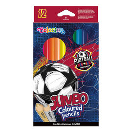 PATIO, Kredki Ołówkowe Trójkątne Jumbo Colorino Football 12 Kolorów - Patio