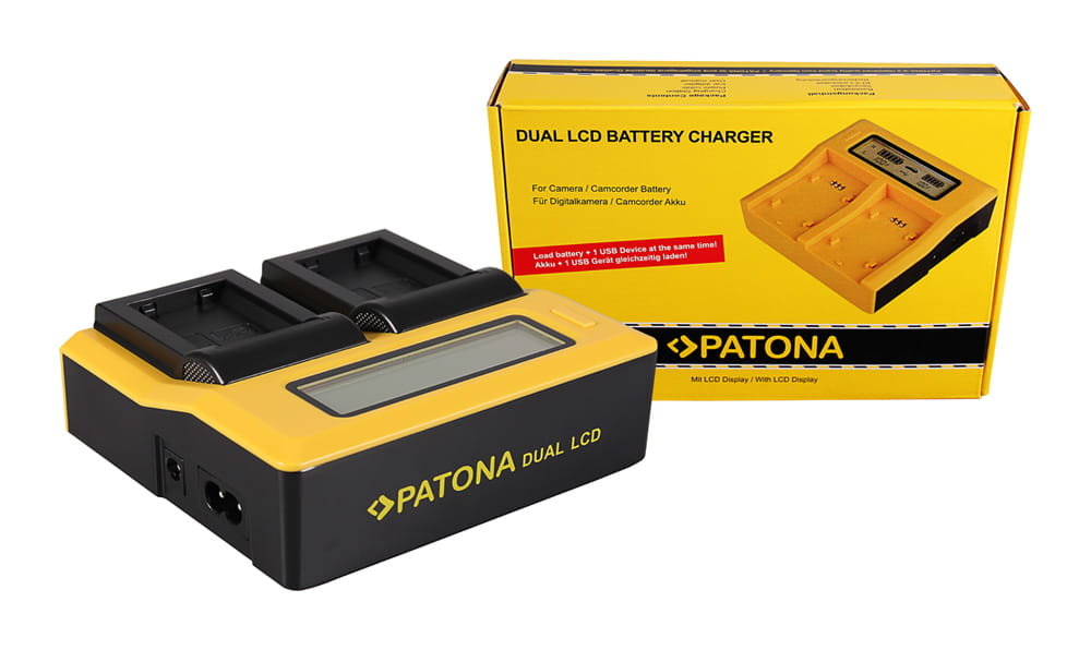 Фото - Зарядний пристрій для камери Dual Patona podwójna ładowarka  LCD USB ładowarka do akumulatorów Sony NP-F 