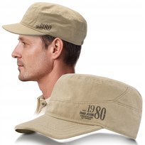 PATROLÓWKA Męska Czapka z Daszkiem Bawełniana BEŻOWA Pako Jeans