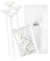 Patyczki do balonów z zatyczką papierowe białe 100 sztuk impreza Chrzest Urodziny