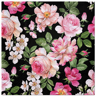 Paw Decor Collection, Serwetki Roses Glory (black) - Paw Decor Collection