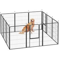 PawHut 12-panelowy solidny kojec dla psa z drzwiami, dla dużych psów, 100 cm wysokości, czarny