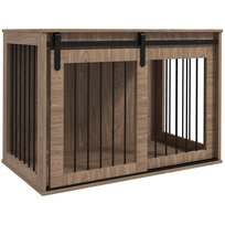 PawHut Klatka dla Psów z Przesuwanymi Drzwiami, Umeblowanie dla Psów Indoor z Wyglądem Drewna, Zamknięcie, Domek dla Dużych Psów do 30 kg, 98 x 58 x 61 cm, Orzech