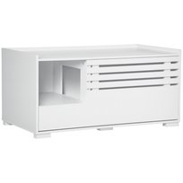 PawHut Szafka dla kota na kuwety dla kota Dom dla kota z drzwiami magnetycznymi Cat Dresser Cat Cave Side Stół Szafka do przechowywania Podniesiony projekt MDF biały 90 x 48 x 42,5 cm