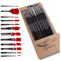 Pędzle Malarskie Do Malowania Nylonowe Do Farb Akrylowych Zestaw 12Szt