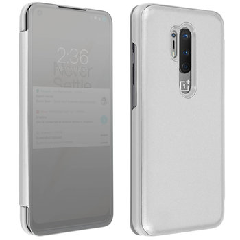 Pełne etui do OnePlus 8 Pro z klapką Translucent Mirror Design — srebrne - Avizar