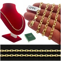 PEŁNY ZŁOTY ŁAŃCUSZEK ANKIER MĘSKI ŁAŃCUCH 4,5mm 925/585 + PŁYN + GRAWER