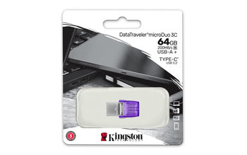 Pendrive, KINGSTON, DataTraveler microDuo 3C, 64GB dual USB-A + USB-C, 3.2 Gen 1,(DTDUO3CG3/64GB) - Kingston
