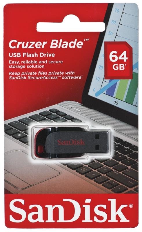 Pendrive SANDISK Cruzer Blade 64GB, USB 2.0