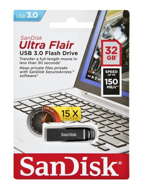 Pendrive SANDISK Cruzer Ultra Flair, 32 GB, USB 3.0